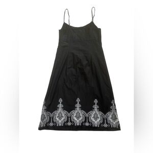Ann Taylor Loft Black Summer Dress Size 4 Adjustable Spaghetti Strap 100% Cotton